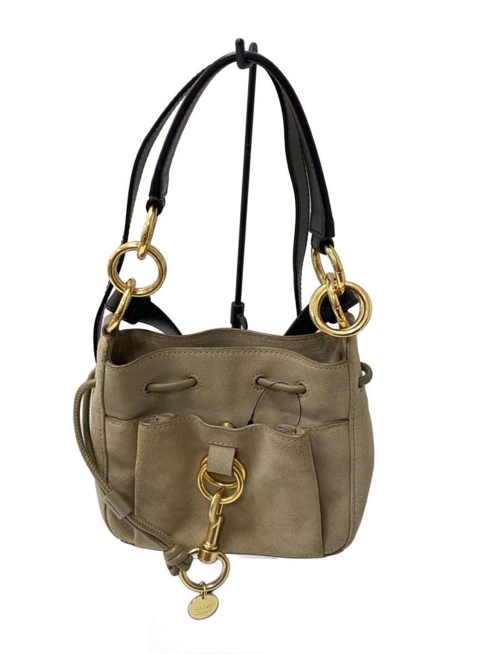 See By Chloe Suede and Leather Shoulder Bag in Taupe with Gold Hardware